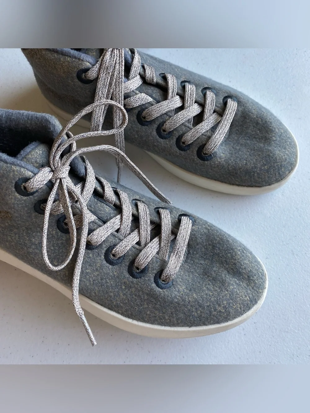 Allbirds Woman’s Size 7 Charcoal Grey Mid Top Lace-up Wool Knit Sneaker